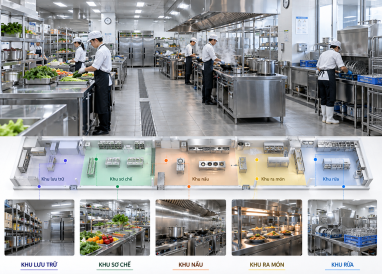 Cách bố trí bếp ăn công nghiệp tối ưu
